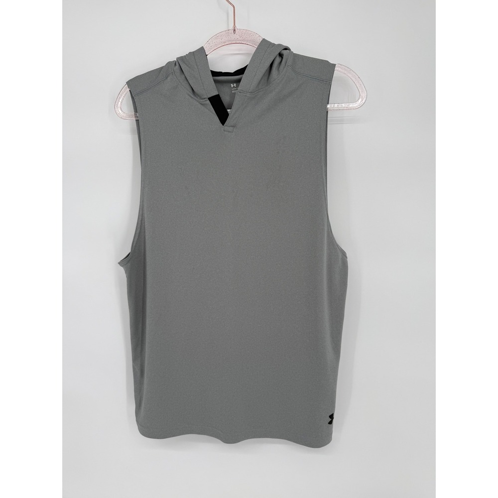 Under Armour HeatGear Womens Sleeveless Hoodie Gray Heather Loose Fit Sz M